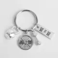 Fitness themed metal keychain dumbbell barbell kettlebell keyring motivational gift accessory - G-407