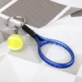 Mini portachiavi racchetta da tennis simpatico ciondolo borsa sportiva anello metallo - Blu