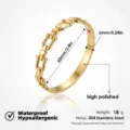 Brazalete rígido de acero inoxidable dorado eslabón U impermeable hipoalergénico - Brazaletes de eslabones con hebilla de herradura en U