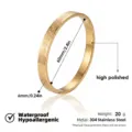 Pulsera rígida de acero inoxidable dorada, brazalete grabado con acabado muy pulido. - Brazaletes grabados con escrituras