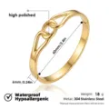 Brazalete rígido de acero inoxidable dorado con anillos entrelazados, impermeable, 60mm. - Brazaletes calados de corazones entrelazados