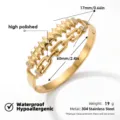 Brazalete rígido doble de acero de titanio dorado con tachuelas y eslabones chic - Brazalete en forma de U bicolor con remaches