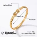 Brazalete Rigido De Acero Titanio Dorado Herradura Estras Pulido Espejo Lujo - Pulseras con hebilla de herradura y en ocho