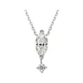 Detail view of the exquisite marquise cut diamond pendant necklace featuring sterling silver. - White Gold
