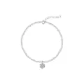 Pulsera de cadena brillante de plata S925 con colgante de circonita solitaria de seis garras. - Tobillera Estrellada (Strass Blanco) / Blanco