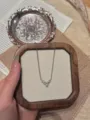 Collar de perlas y diamantes en plata S925, cadena de clavícula elegante y minimalista. - Plata 925 / Oro blanco
