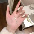 Elegante pulsera de calabaza de plata de ley 925 con circón, fina joyería de mano. - Plata 925 / Dorado