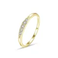Anillo de plata S925 chapada en oro circonita alianza fina apilable mujer moda chic - Dorado / Talla 6