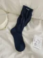 Calze lunghe slouch scure tinta unita da donna, comode calze casual invernali in maglia. - Taglia unica / Blu Marino