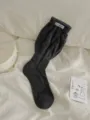 Calze lunghe e morbide in maglia grigio scuro minimalista da donna, calze tinta unita confortevoli. - Taglia unica / Grigio scuro
