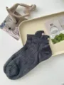 Women's summer breathable short socks with cute pink bow detail, comfortable cotton daily wear. - One Size / Dark Gray