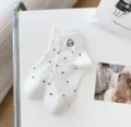 Carini calzini corti ricamati da donna estate sottili traspiranti in cotone tendenza di marca - Taglia unica / Motivo a Pois Colorati