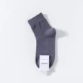 Men solid color mid calf cotton socks breathable mesh casual spring autumn business long socks - One Size / Dark Grey Mesh Crew Socks