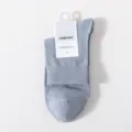 Men solid color mesh breathable crew socks light blue spring summer casual cotton socks - One Size / Fog Blue Mesh Mid-Calf Socks