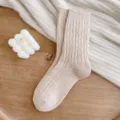 Cozy wool socks for women, soft solid color thermal mid-tube winter knitted socks. - Sizes 36-40 (Individual Packaging) / Apricot Thick Yarn Cashmere