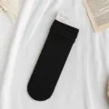 Calze al polpaccio in velluto nero da donna, traspiranti e morbide per primavera ed estate. - Nero
