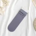 Women summer breathable velvet mid-tube socks, soft thin ice silk stacked design casual hosiery. - Haze Blue