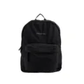 Schwarzer minimalistischer Canvas-Schulrucksack mit Buchstabenprint, geräumiger Freizeit-Tagesrucksack - Schwarz