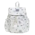 Nahaufnahme des weißen Harajuku-Rucksacks aus Canvas mit niedlichen Stern- und Welpendrucken. - Weiß