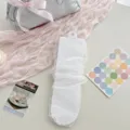 Calzini bianchi a metà tubo in rete a pois, eleganti calzini slouch estivi sottili da donna. - Taglia unica / Bianco