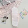 Calzini medi trasparenti estivi in tulle con pois carini, leggeri da donna casual. - Taglia unica / Rosa