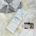 Calzini tubolari bianchi Lolita dolci con fiocchi azzurri, graziosi calzini JK estetici. - Taglia unica / 2509 Bianco con fiocco blu