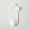 Plain white men's short socks, breathable cotton ankle socks for daily sports and casual wear. - White