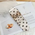 Sheer mesh short socks for women, beige transparent ankle socks with cute black bow decorations. - One Size / Coffee Bow 2502