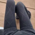 Grey autumn winter knitted tights with retro argyle pattern, soft comfortable cotton leg wear. - One Size / Dark Gray