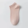 Calzini corti rosa da donna, calzini in cotone traspirante sottile in tinta unita per estate. - Rosa loto