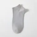 Plain light gray ankle socks for men, breathable cotton casual everyday short socks. - Light Gray