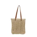 Borsa shopper in paglia intrecciata per donna, grande borsa da spiaggia con manici. - Bianco avorio