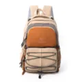 Colorblocked casual college style large capacity backpack for travel and school daily use. - L / Khaki