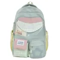 Sweet style student school backpack candy color contrast design large capacity casual daypack - Green