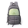 Detail view of the stylish large capacity colorblock backpack with front pocket and straps. - L / Green