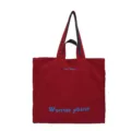 Sac cabas en toile rouge avec impression bleue, grand sac casual pour les loisirs quotidiens. - Rouge