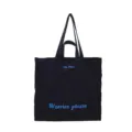 Grand sac cabas en toile de grande capacite avec double sangle epaule de loisir pour femme - Bleu