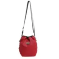 Red nylon drawstring bucket bag casual lightweight travel shoulder messenger bag daily use - Red