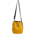 Yellow grid nylon drawstring bucket bag, casual lightweight shoulder cross body bag for travel. - Yellow