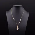 Collana perla naturale barocca argento 925 placcato oro fiore nappa catena clavicola - Argento 925 Placcato Oro Perla Barocca Asimmetrica / 60CM