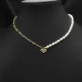 Modische Goldkette Perlen Splicing Herz Halskette Schmuck Damen Elegantes Geschenk - Asymmetrisches Herz Anhänger Halskette Set