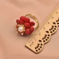 Anello Aperto Regolabile In Argento 925 Fiore Barocco Naturale Donna Gioiello Moda - Fiore di Corallo Argento 925 (GR0266C)