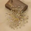 Exquisite gold-wire crystal cluster snowflake brooch vintage sunburst decorative accessory - Transparent Gray Snowflake Set Brooch