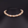 Geflochtene Süßwasserperlen Choker Halskette, elegante rosa weiße Perlen Cluster Variante. - Rosa Blumenball Stil