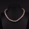 Mehrstrang gedrehte natürliche Süßwasserperlen Halskette, elegante rosa Schlüsselbeinkette - Lila Gewebter Stil
