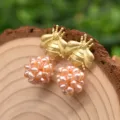 Elegante vergoldete Biene Barock Perle Ohrringe Damen Vintage Nische Schmuck Geschenk Idee. - Rosa Blumenkugel Biene Ohrringe