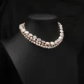 Mehrsträngige Barock Süßwasserperlen Halskette, elegante metallic Perlen Choker Variante. - Vierschichtige Perlenkette Stil