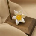 Elegant flower brooch with baroque pearls and yellow center stone for women fashion accessory - Hexagonal Brooches