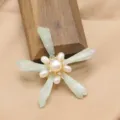 Natural Pearl Green Crystal Flower Brooch Elegant Gold-Tone Fashion Jewelry for Women - Green Pentagonal Crystal Brooch