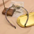 Elegant natural pearl headband with gold wire, minimalist hair accessory for women daily styling. - Gray Pearl Headband